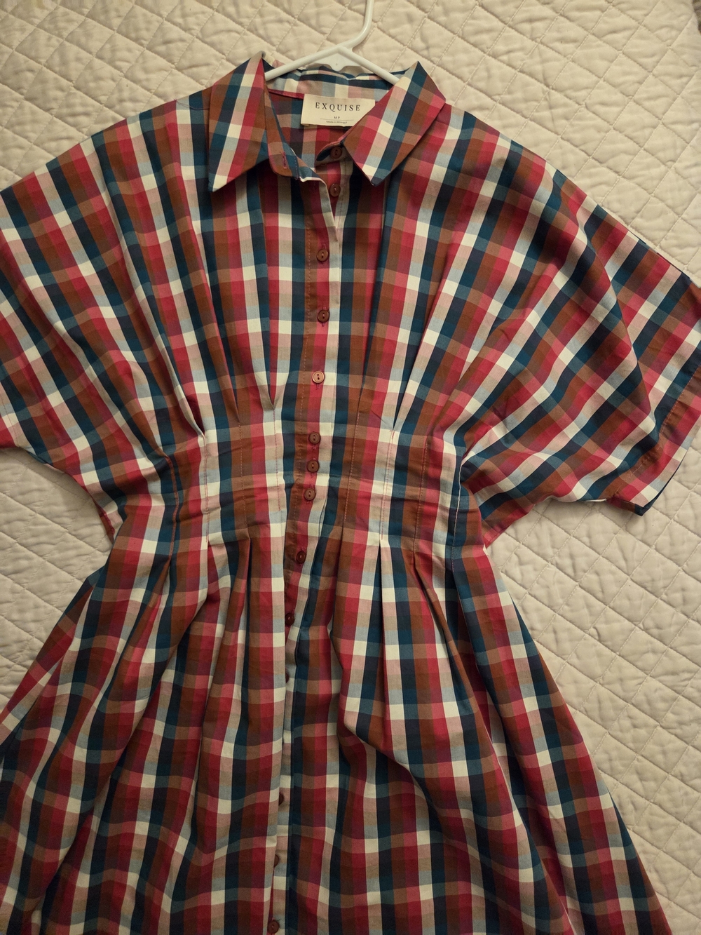 Anthropologie exquise tobie raspberry gingham dress - Picture 8 of 8
